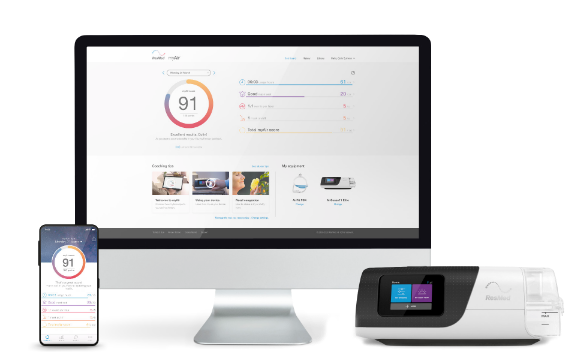 myAir-working-together-with-AirView-cpap-machine-resmed